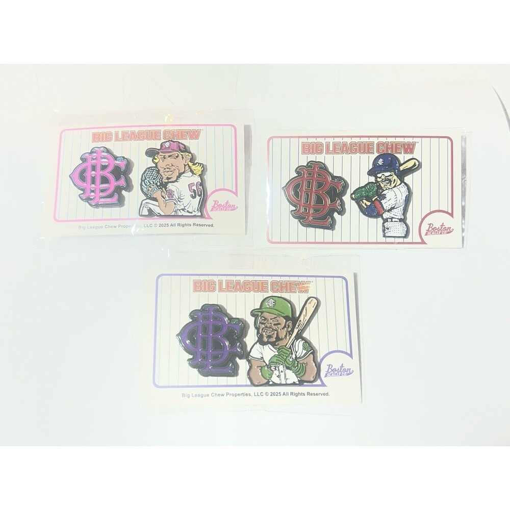 Boston Scally Co. Big League Chew Pin Set Complete Set of 6 - Red Pink Purple
